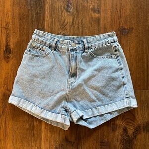 Light Washed Rolled Denim Shorts